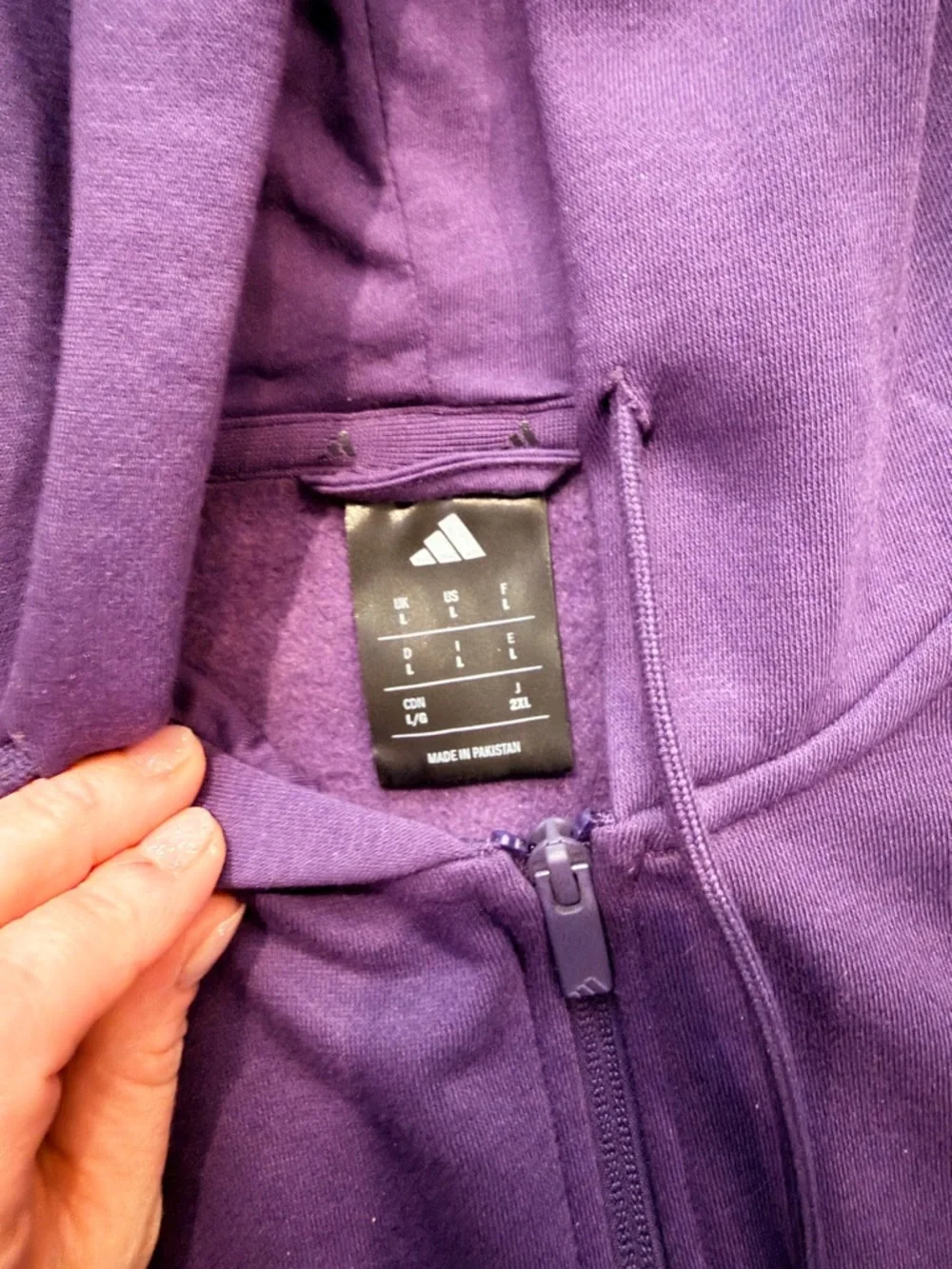 adidas Purple Full-Zip Hoodie with Matching Trim unisex - Picture 2 of 2